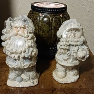 Vintage Joelson Industries, Resin Bobble Santa and Snowman
